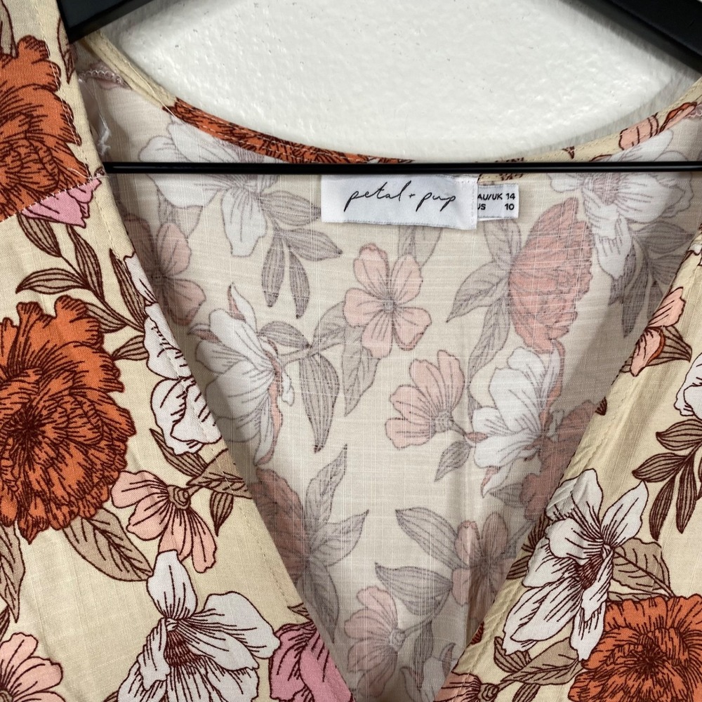 Petal & Pup Fraser Floral Maxi Dress Cream Orange Pink Women's Size 10 Boho - Picture 3 of 15